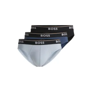 Three-pack of stretch-cotton briefs with logo waistbands