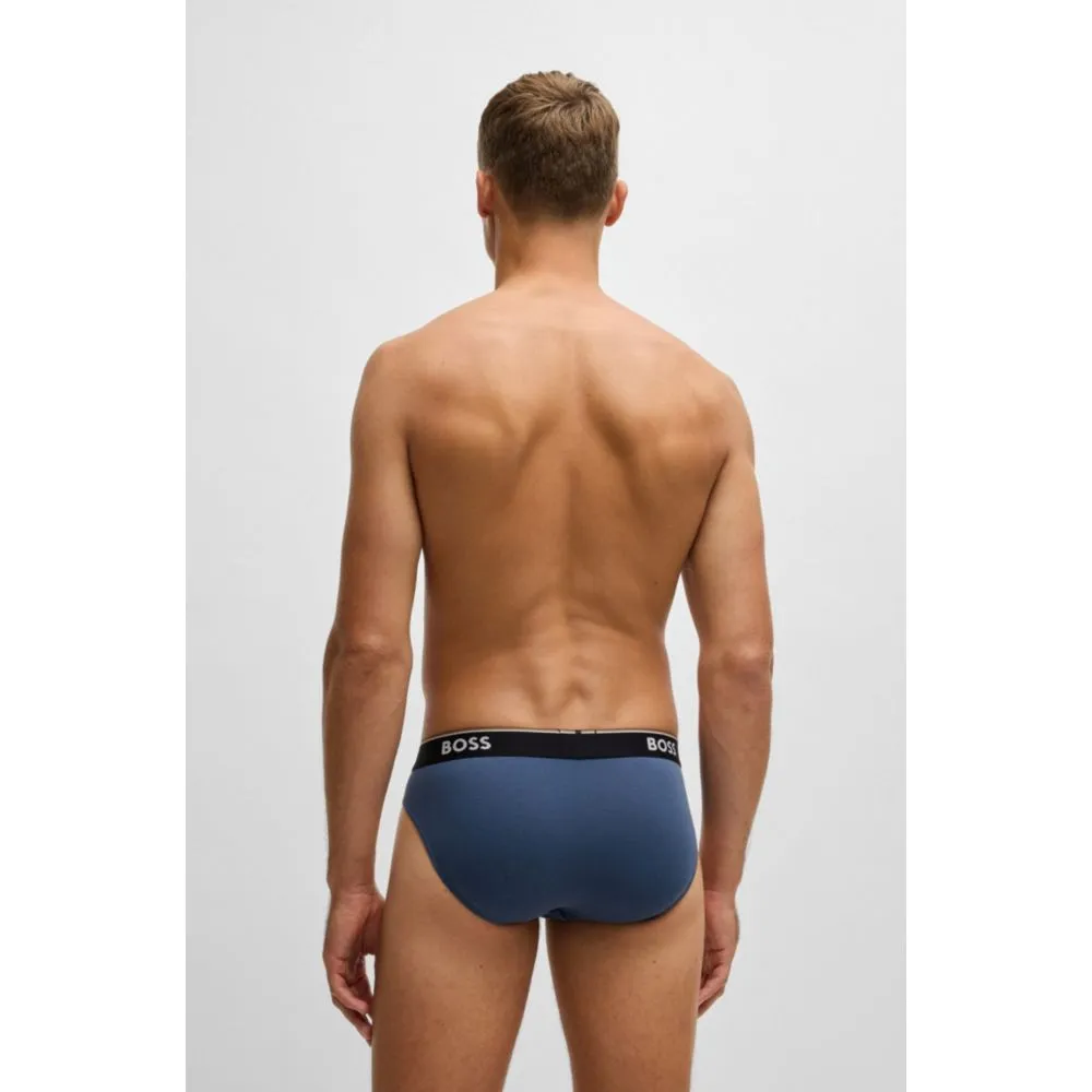 Three-pack of stretch-cotton briefs with logo waistbands