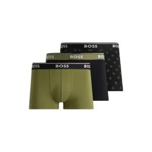 Three-pack of stretch-cotton trunks with logo waistband