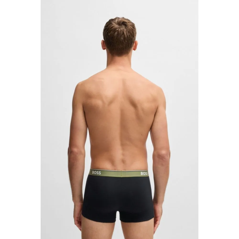 Three-pack of stretch-cotton trunks with logo waistband
