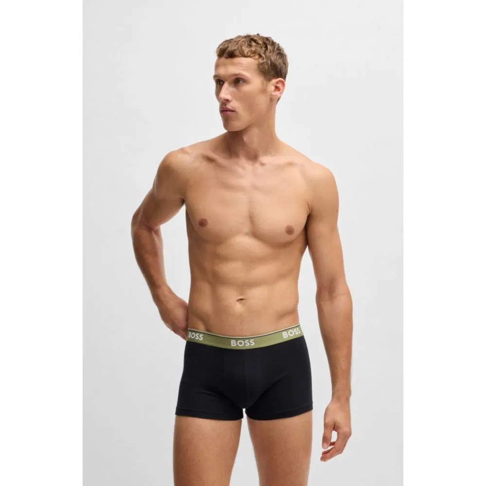 Three-pack of stretch-cotton trunks with logo waistband