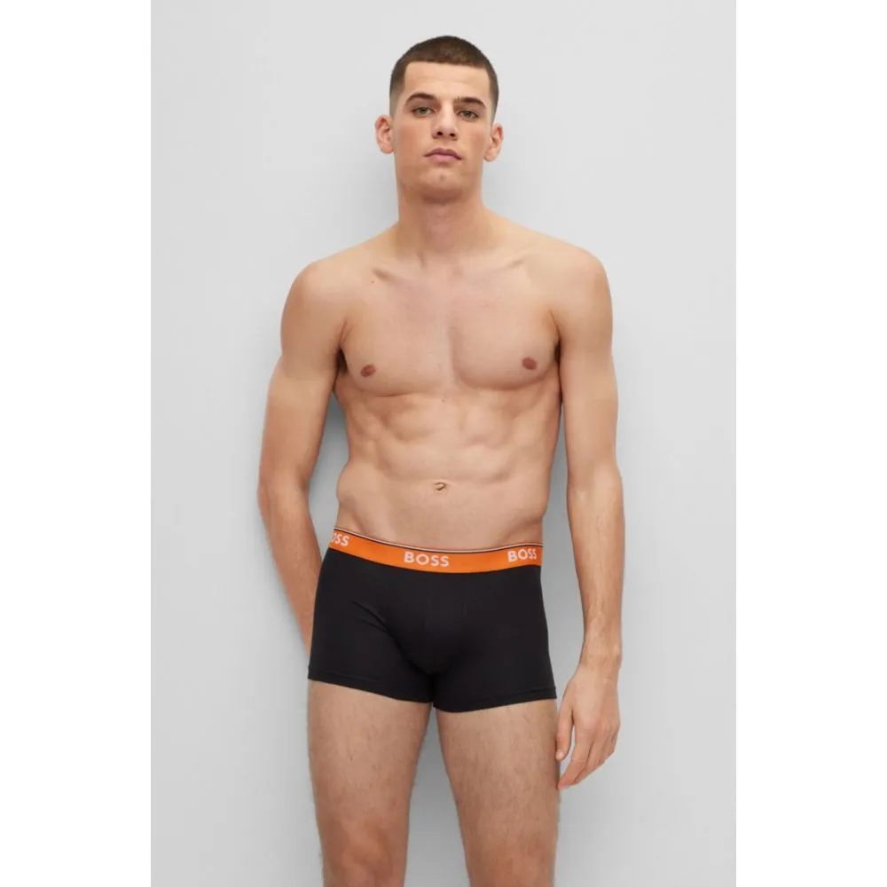 Three-pack of stretch-cotton trunks with logo waistbands