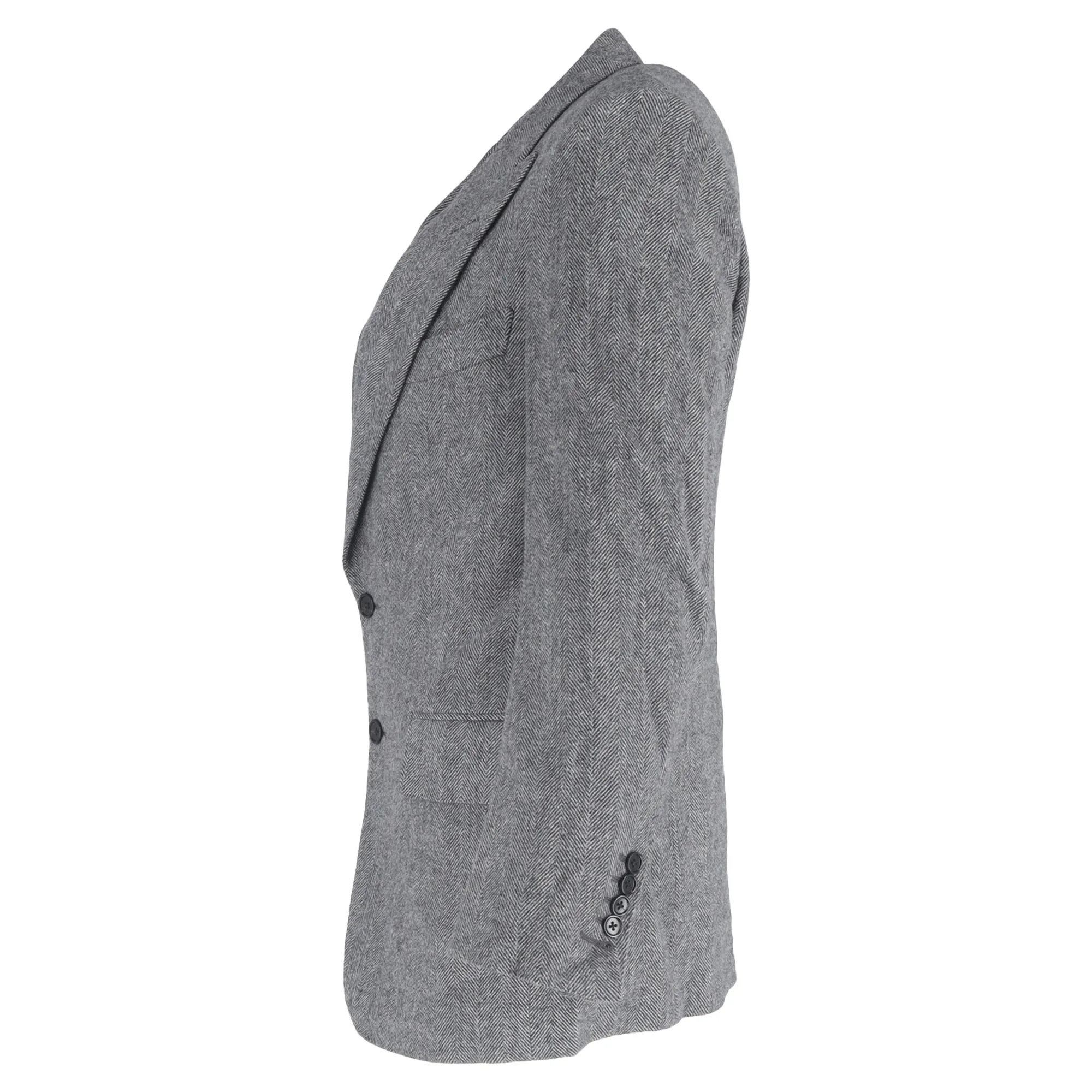 Tom Ford Herringbone Single-Breasted Blazer with Pockets in Grey Wool
