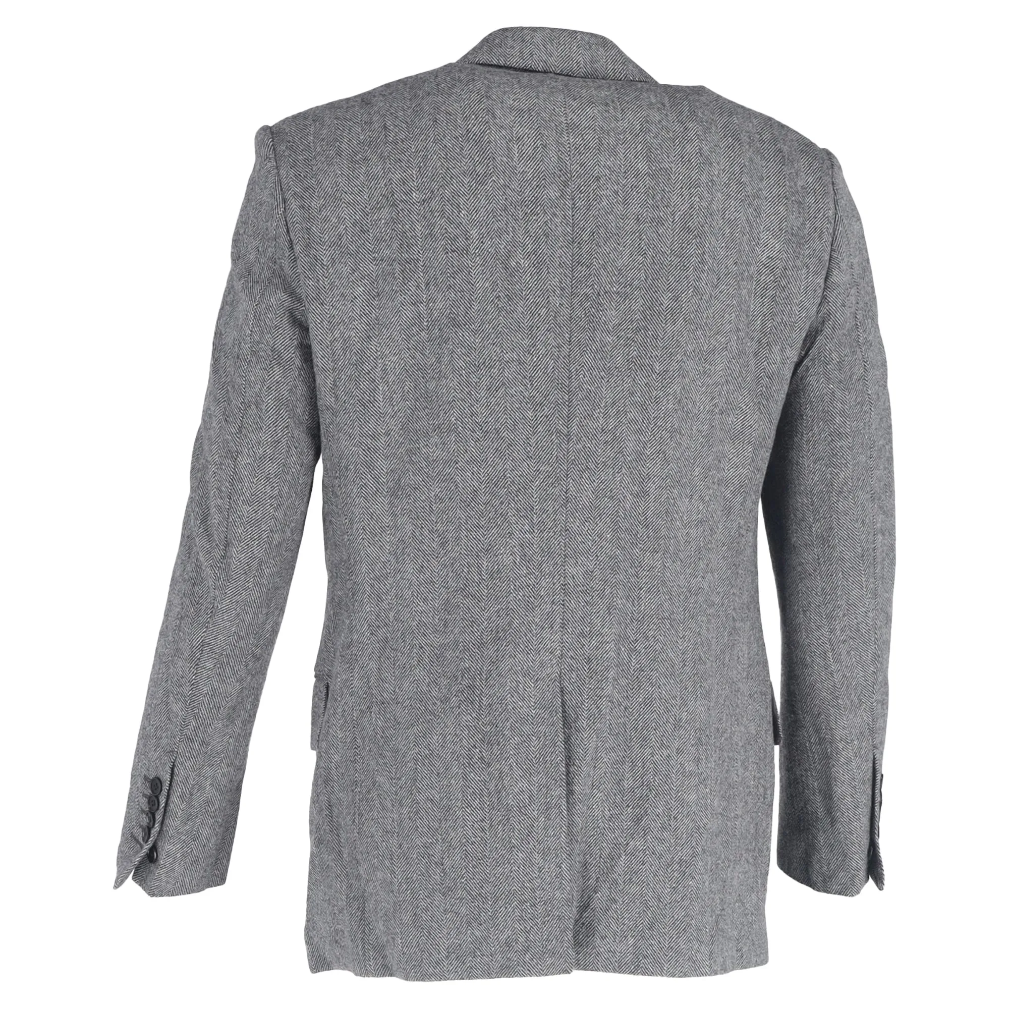 Tom Ford Herringbone Single-Breasted Blazer with Pockets in Grey Wool