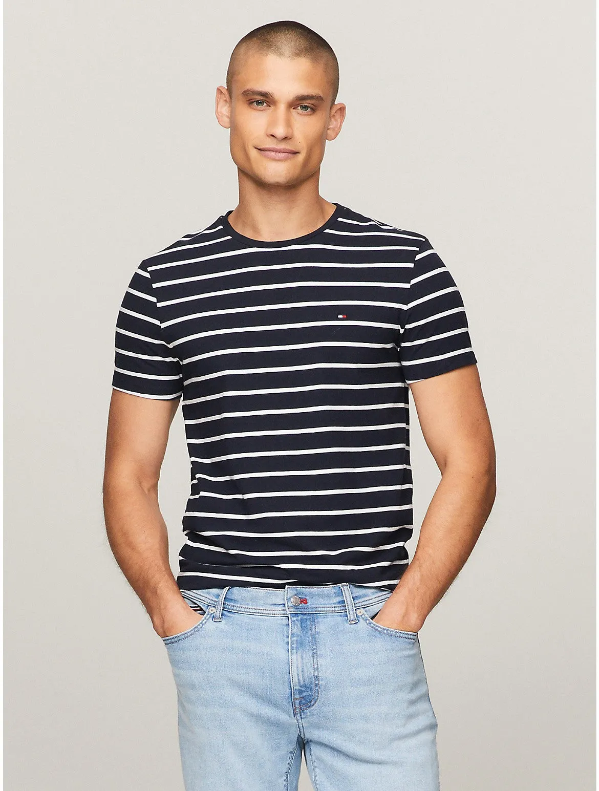 Tommy Hilfiger Men's Slim Fit Premium Stretch Stripe T-Shirt
