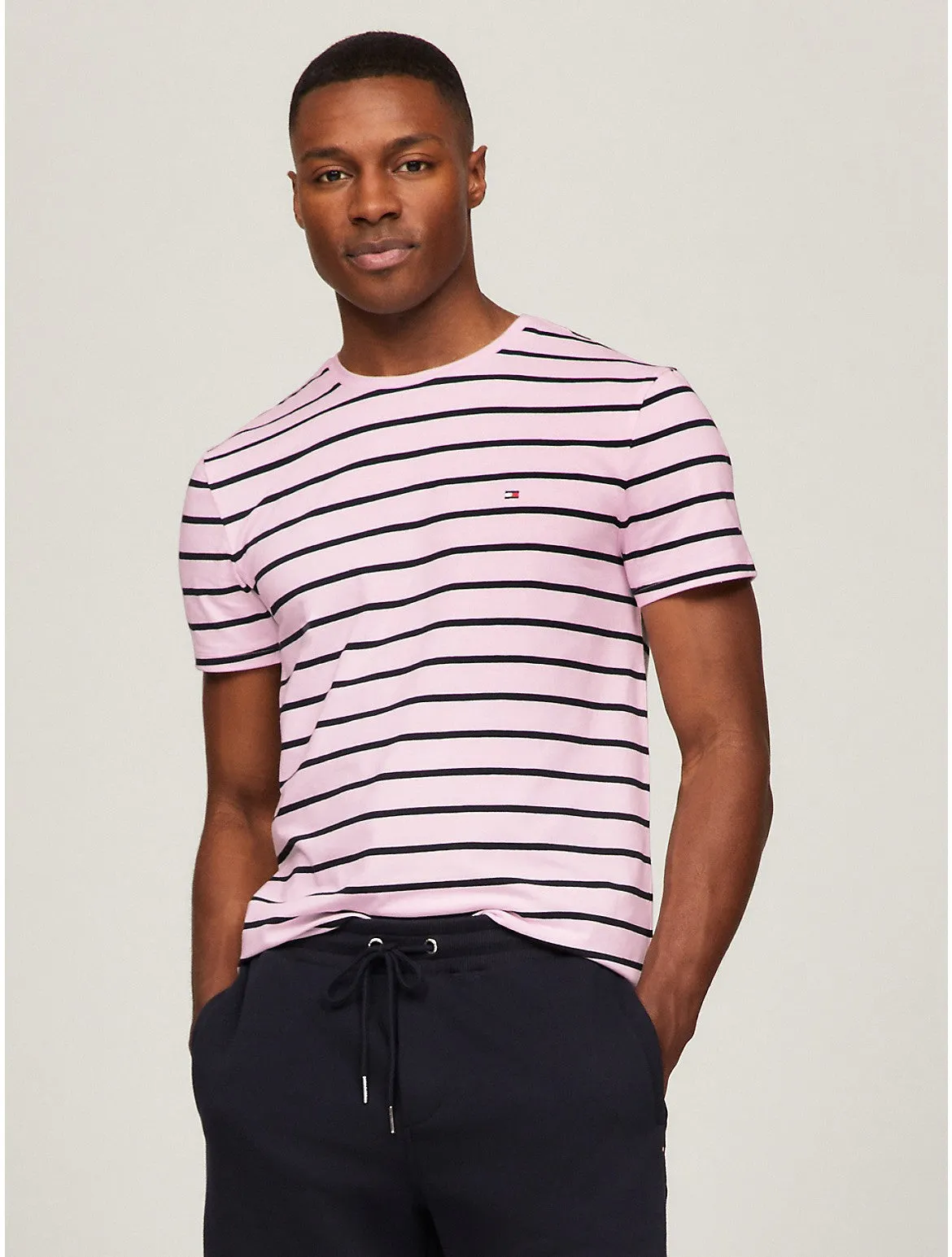 Tommy Hilfiger Men's Slim Fit Premium Stretch Stripe T-Shirt