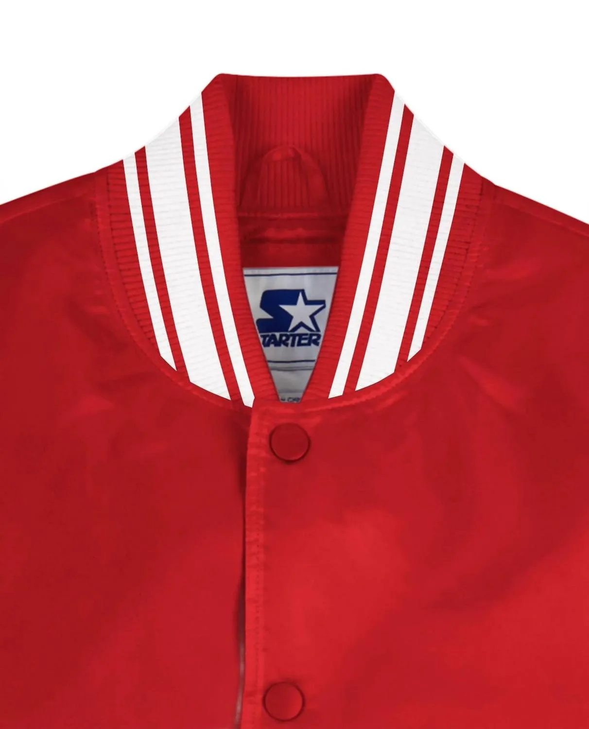 Unisex Locker Room Full Snap Satin Jacket In Red