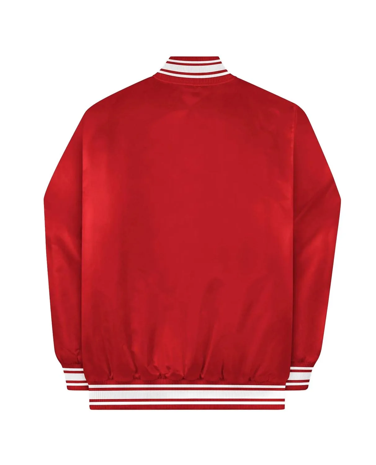 Unisex Locker Room Full Snap Satin Jacket In Red