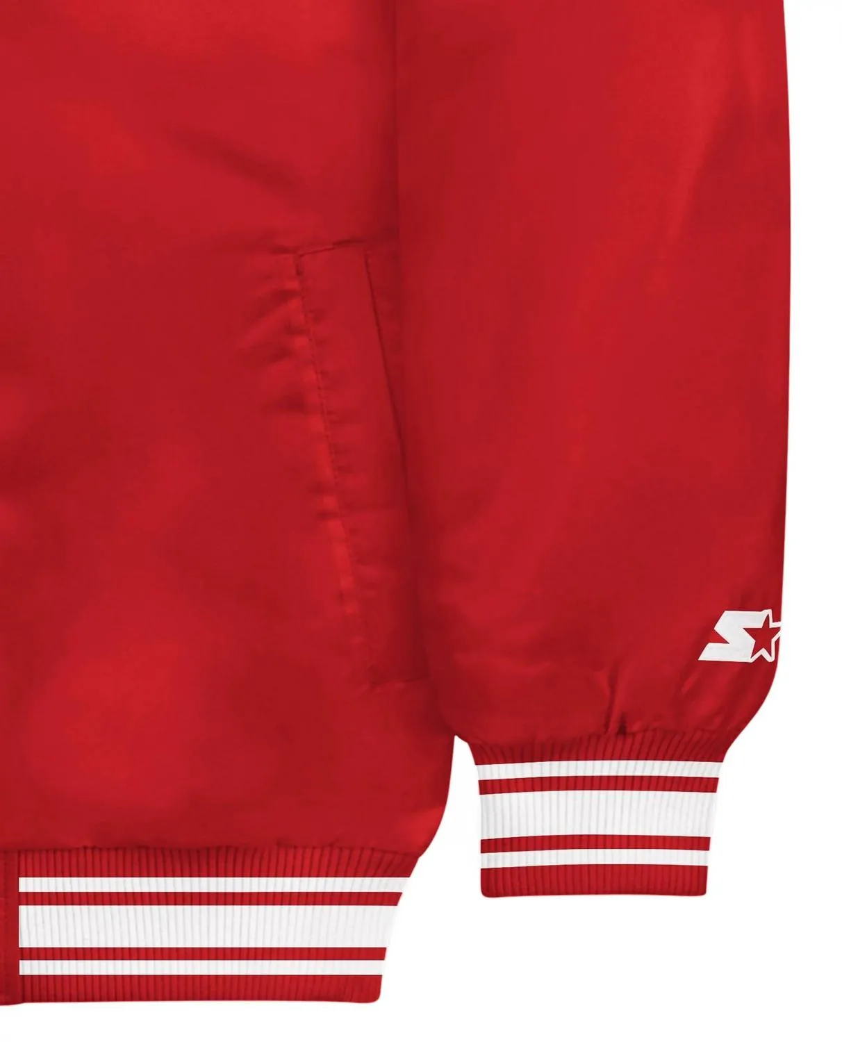 Unisex Locker Room Full Snap Satin Jacket In Red