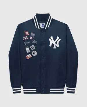 Unisex New York Yankees Varsity Satin Full Snap Jacket In New York Yankees Navy