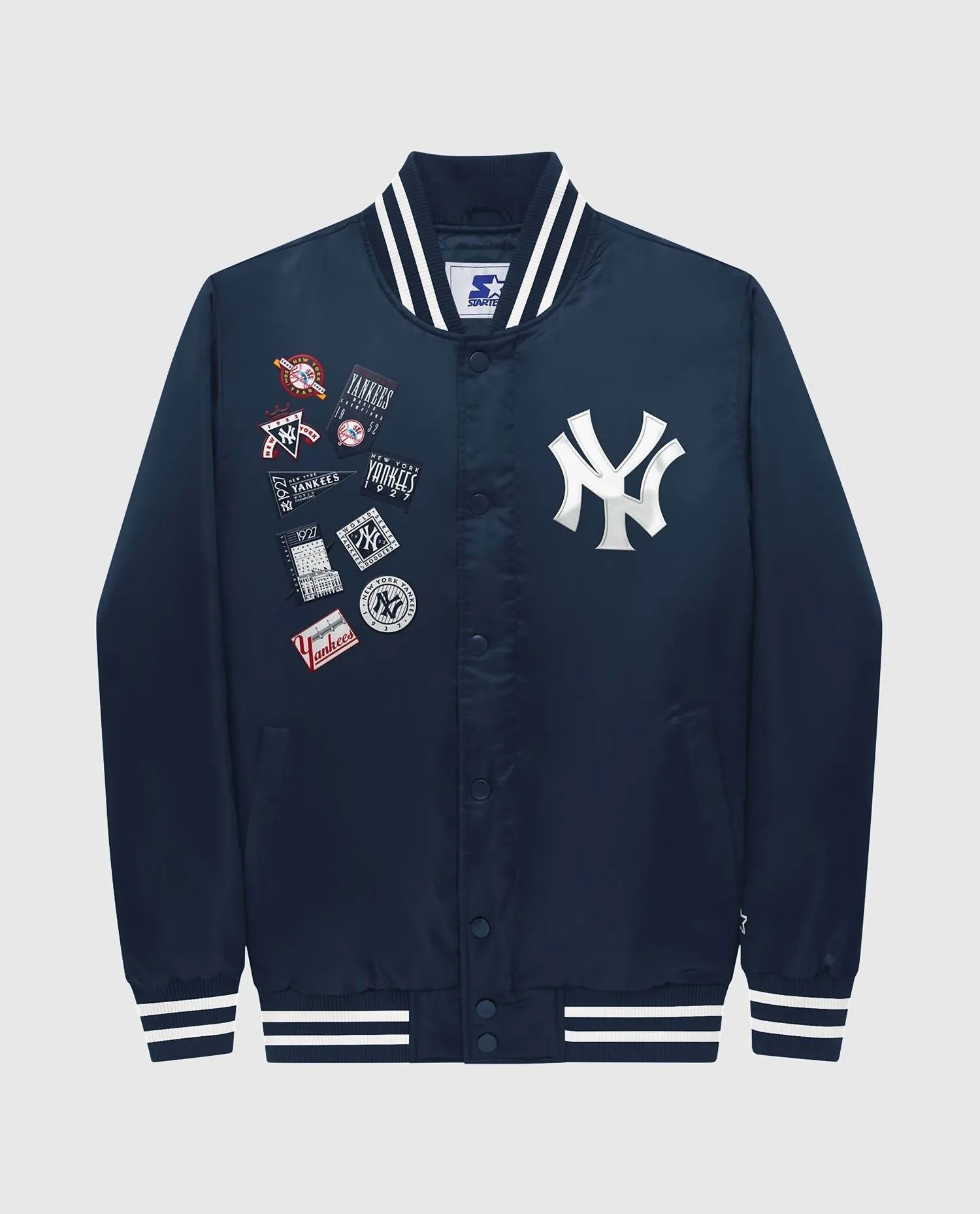 Unisex New York Yankees Varsity Satin Full Snap Jacket In New York Yankees Navy