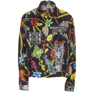 Versace silk crystal Medusa button jacket