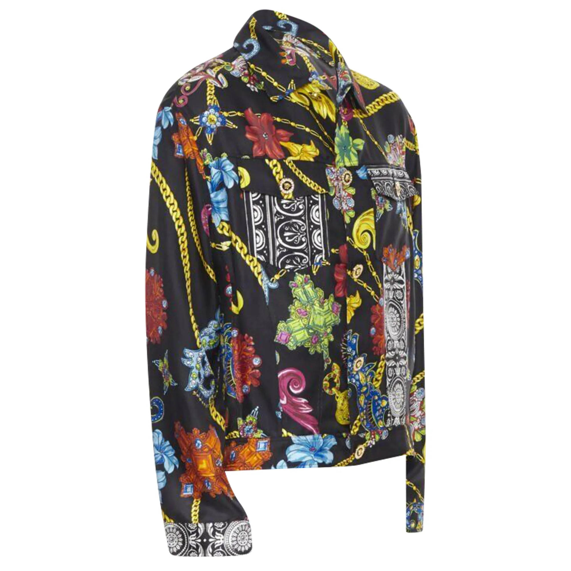 Versace silk crystal Medusa button jacket