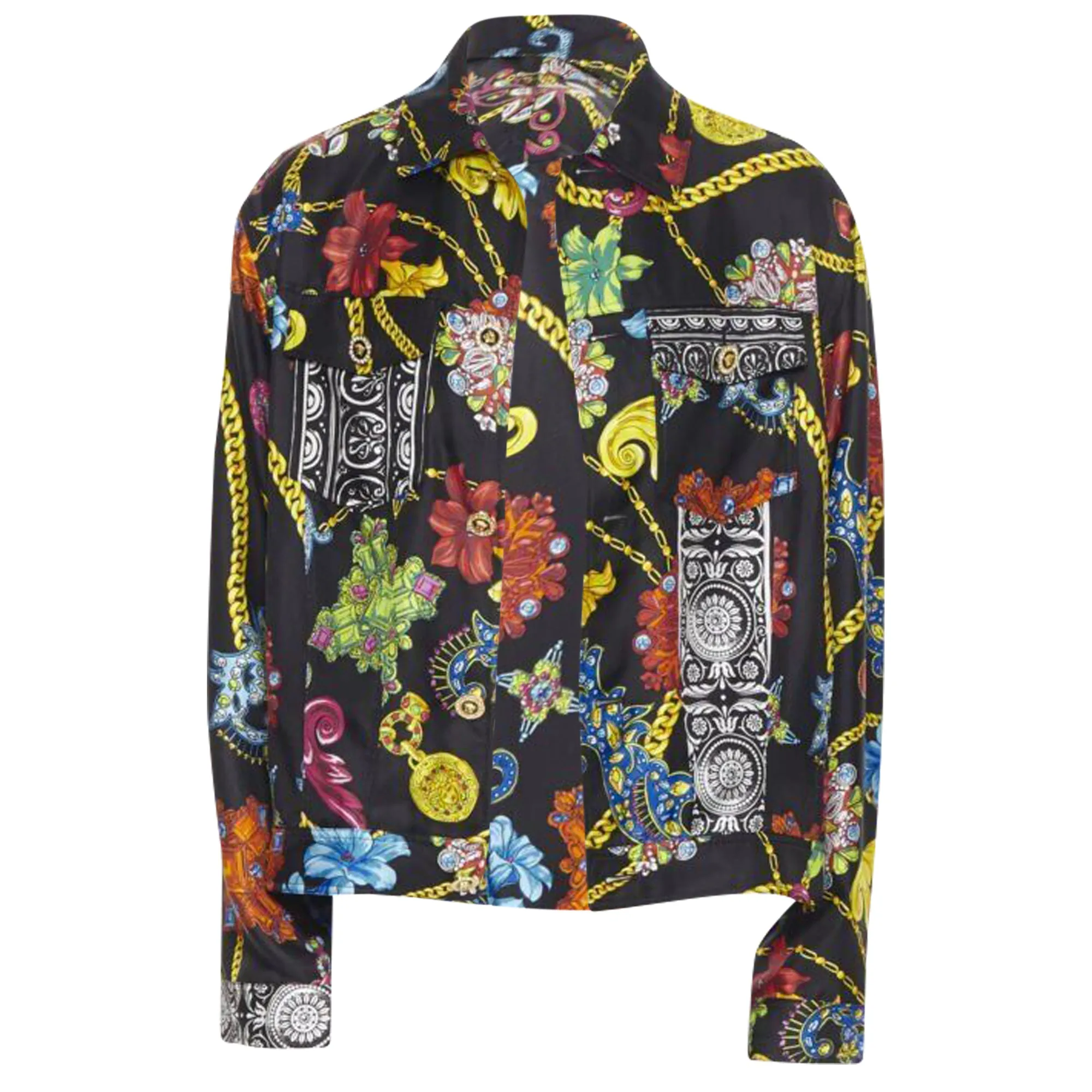 Versace silk crystal Medusa button jacket