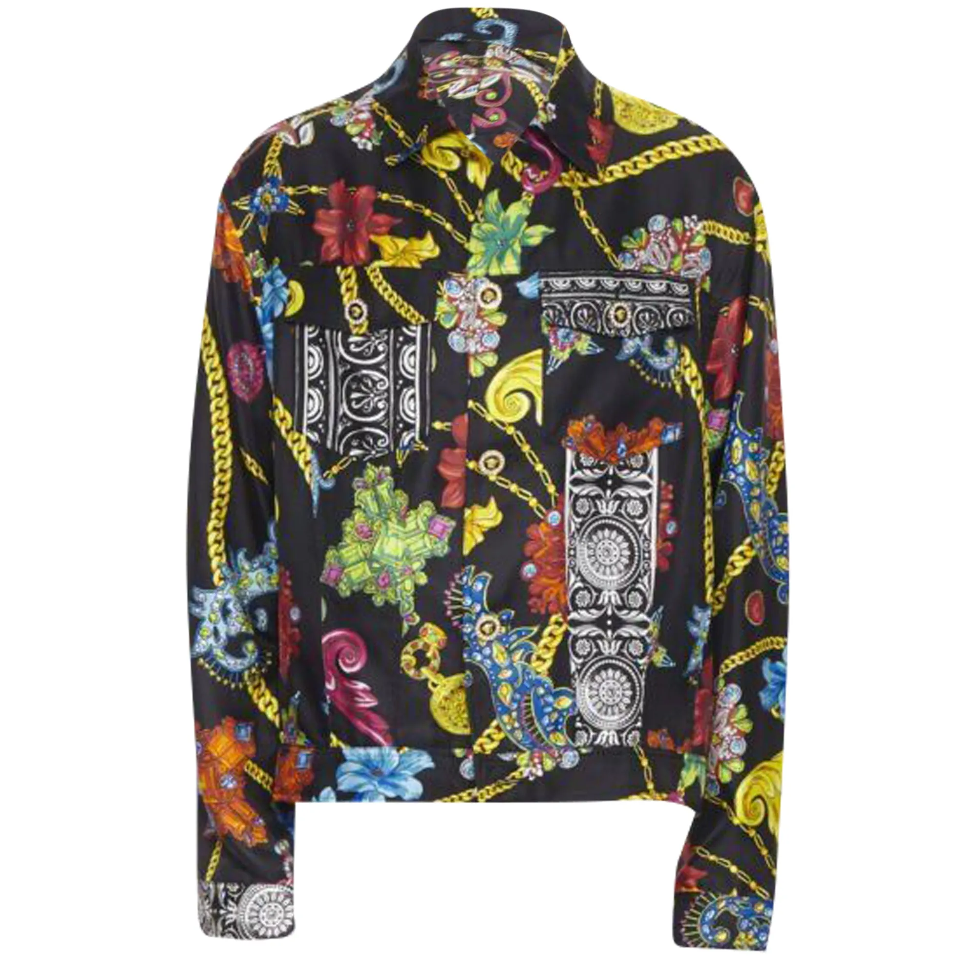 Versace silk crystal Medusa button jacket