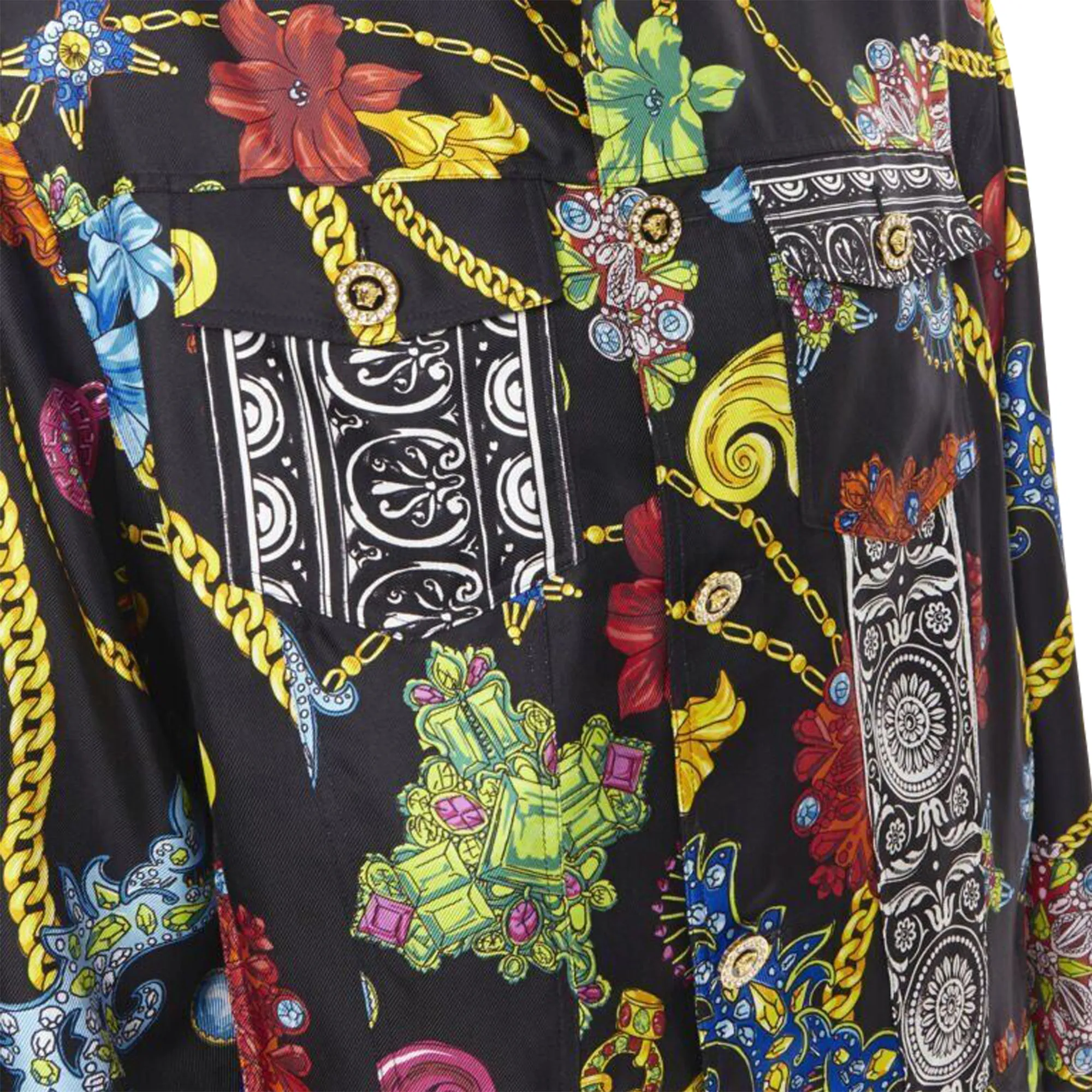 Versace silk crystal Medusa button jacket