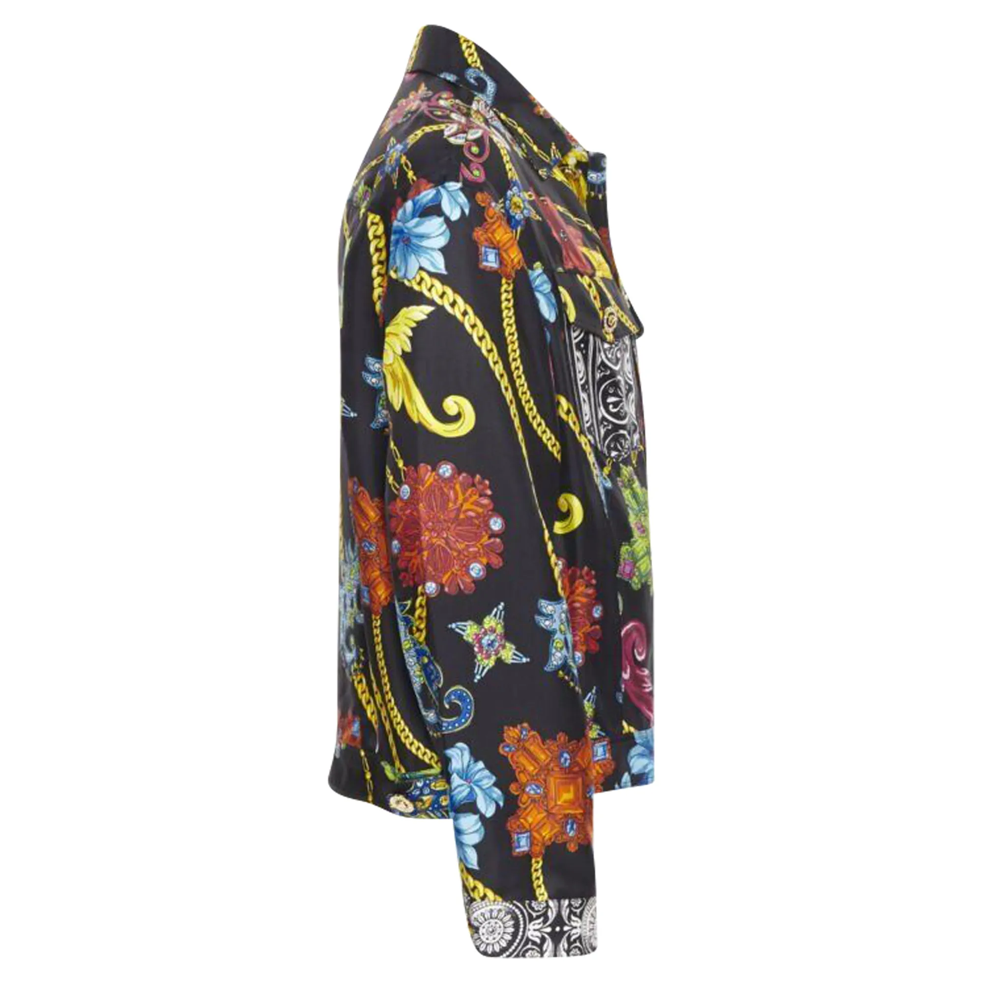 Versace silk crystal Medusa button jacket