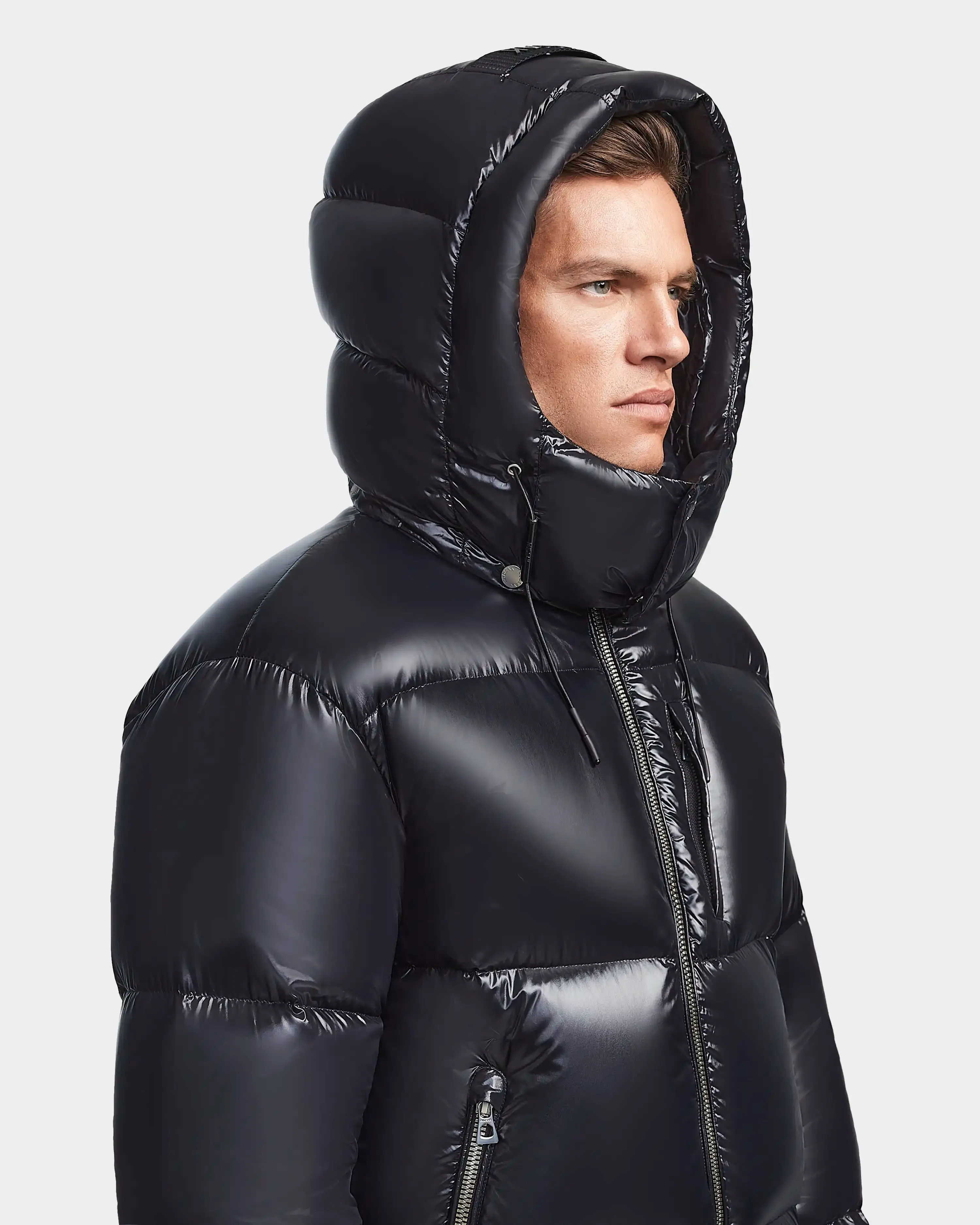 VINCENT S MEN'S GLOSSY DOWN PUFFER WITH HOOD