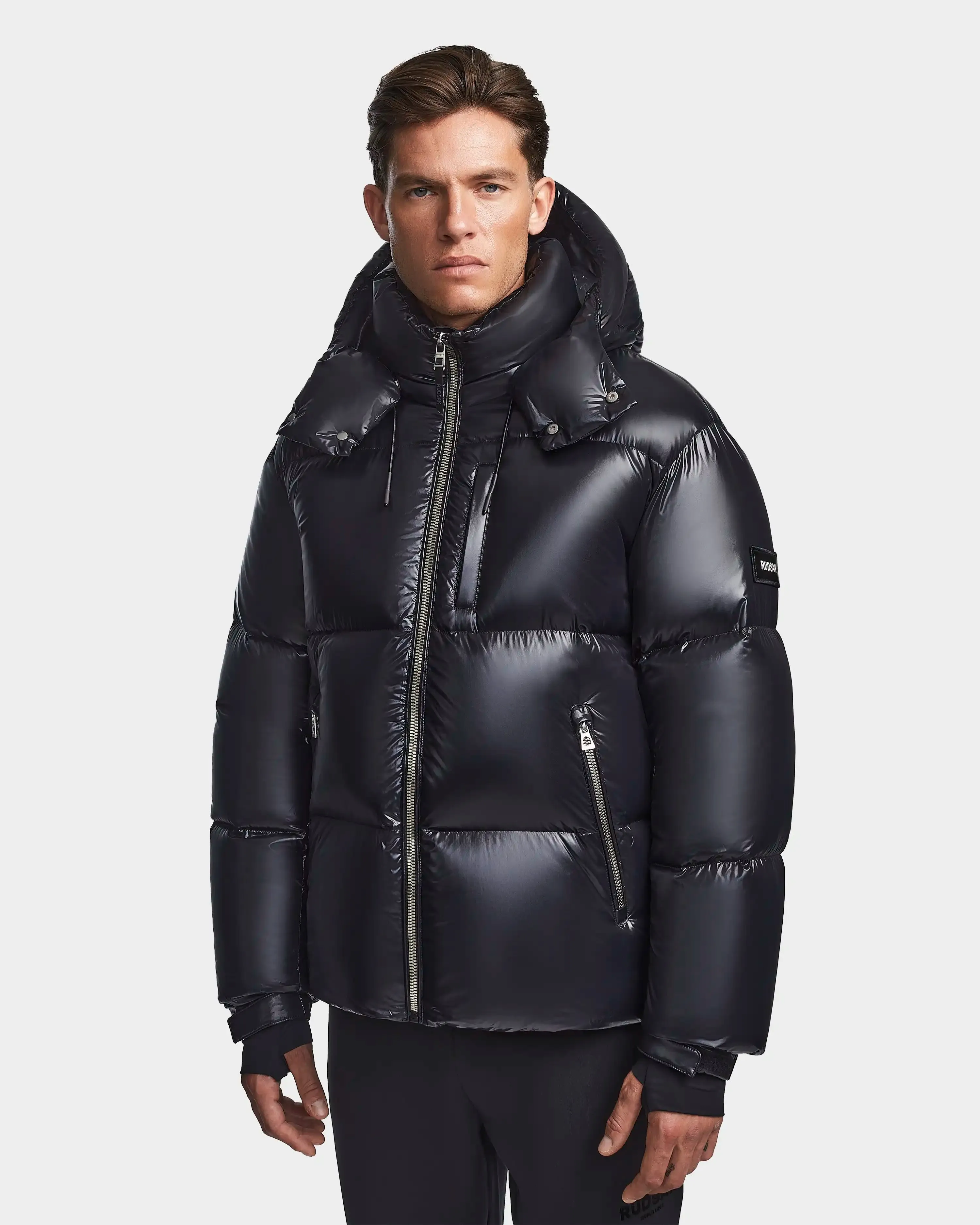 VINCENT S MEN'S GLOSSY DOWN PUFFER WITH HOOD