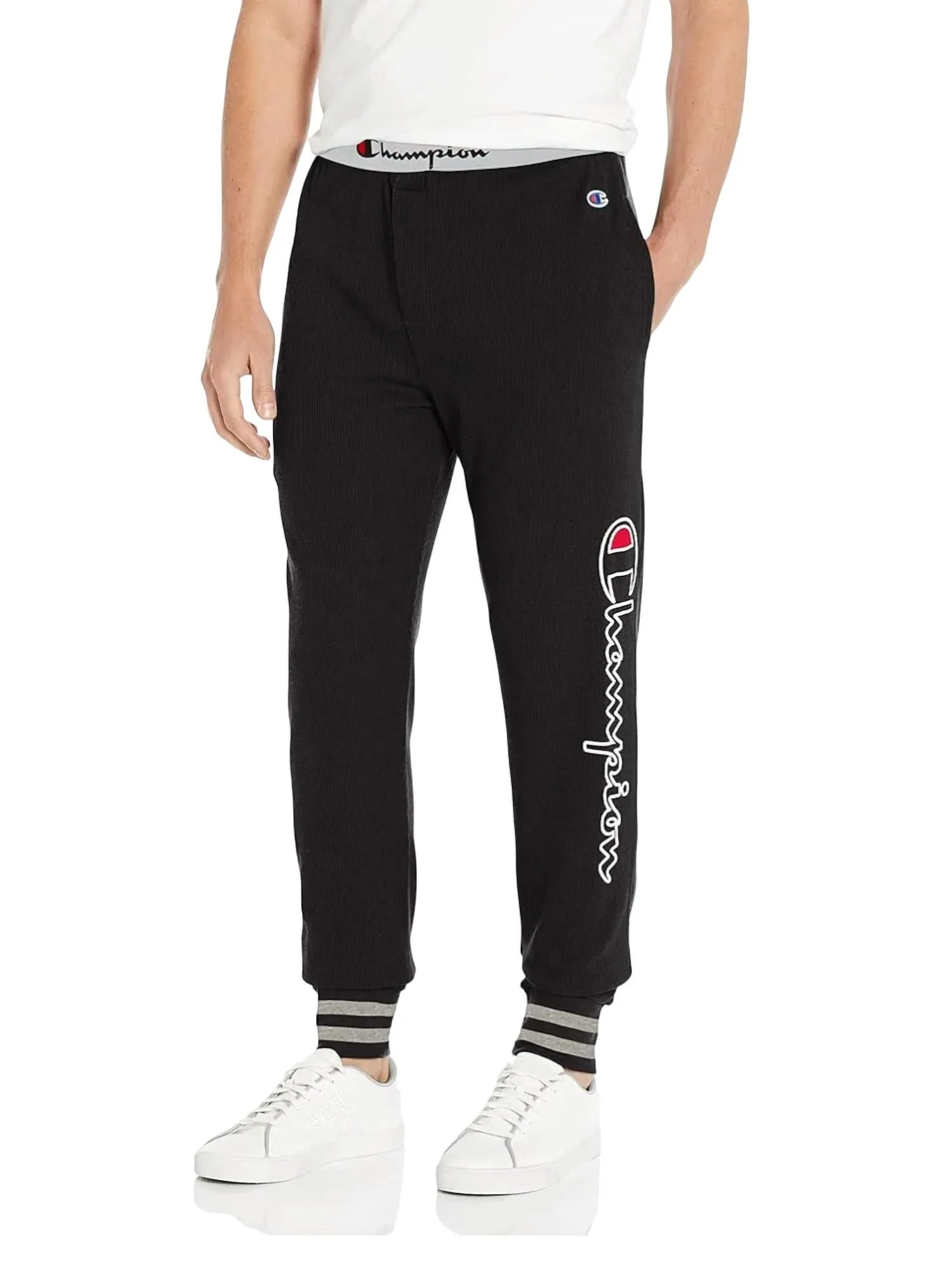 Waffle Rib Cuff Sleep Pant In New Ebony