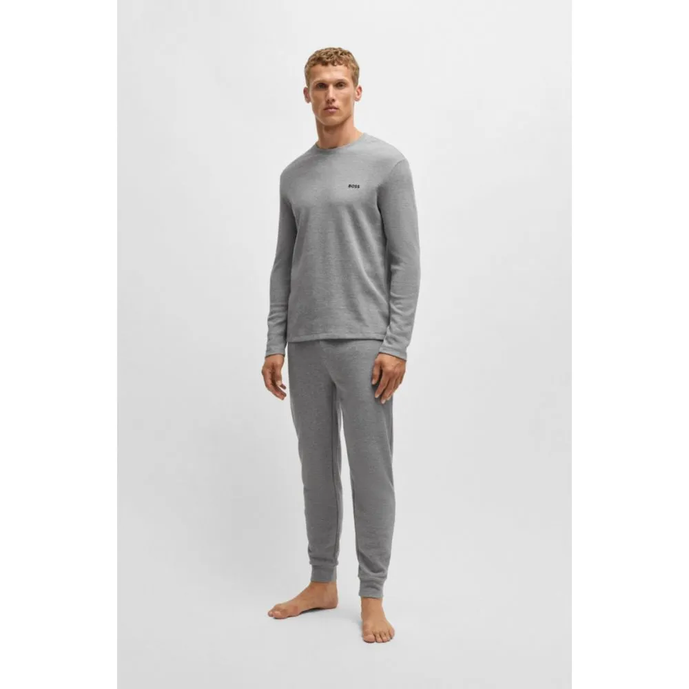 Waffle-structured pajama T-shirt in cotton