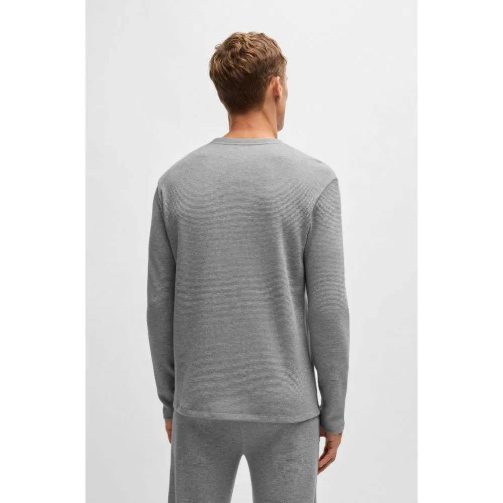 Waffle-structured pajama T-shirt in cotton
