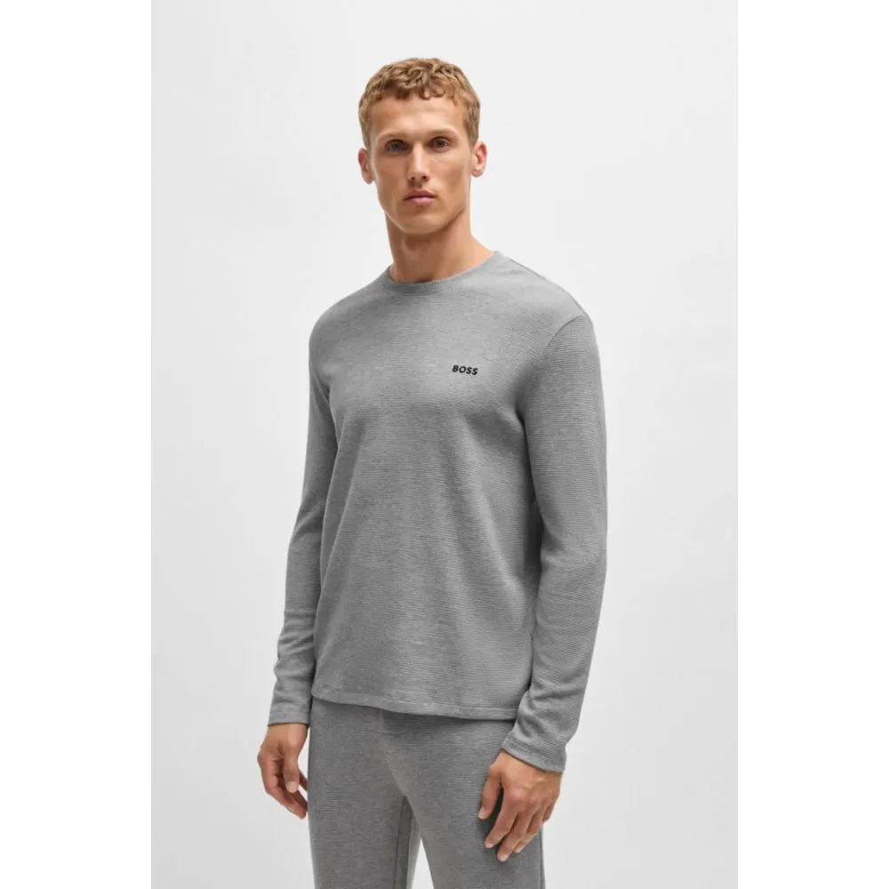 Waffle-structured pajama T-shirt in cotton