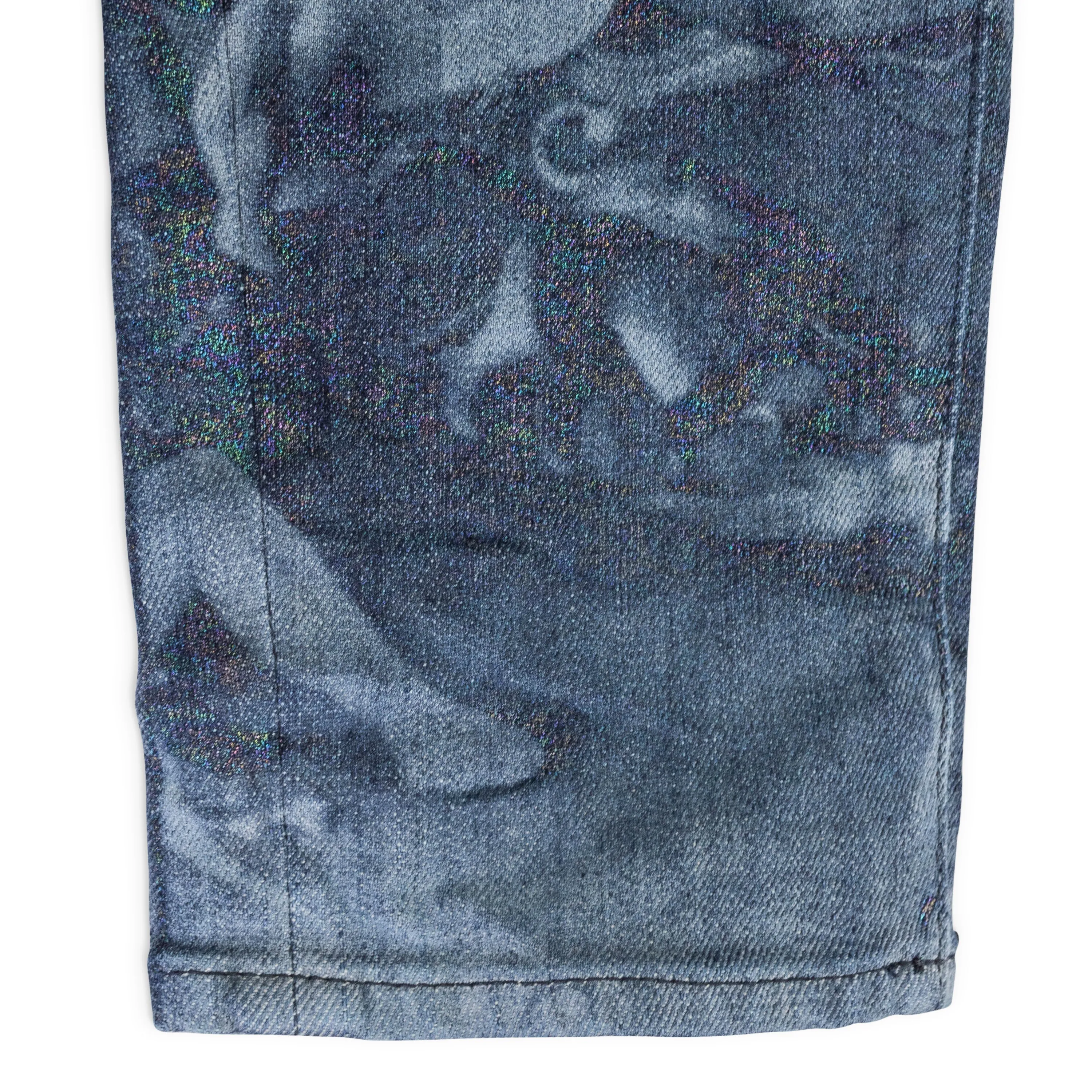 WASHED PRISM LASER PRINT Indigo SKINNY JEANS