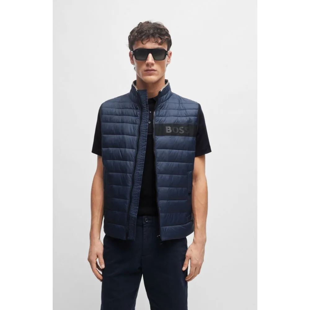 Water-repellent gilet with 3D-logo tape