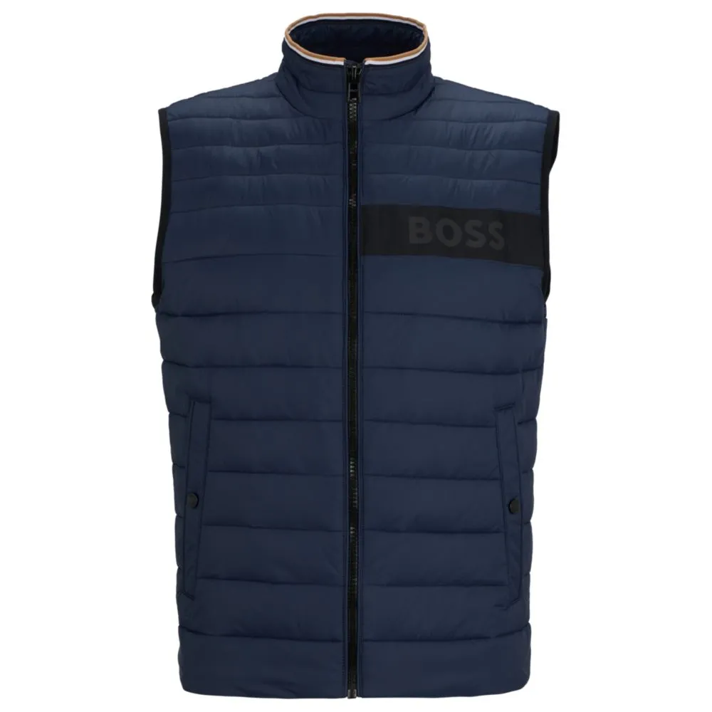 Water-repellent gilet with 3D-logo tape