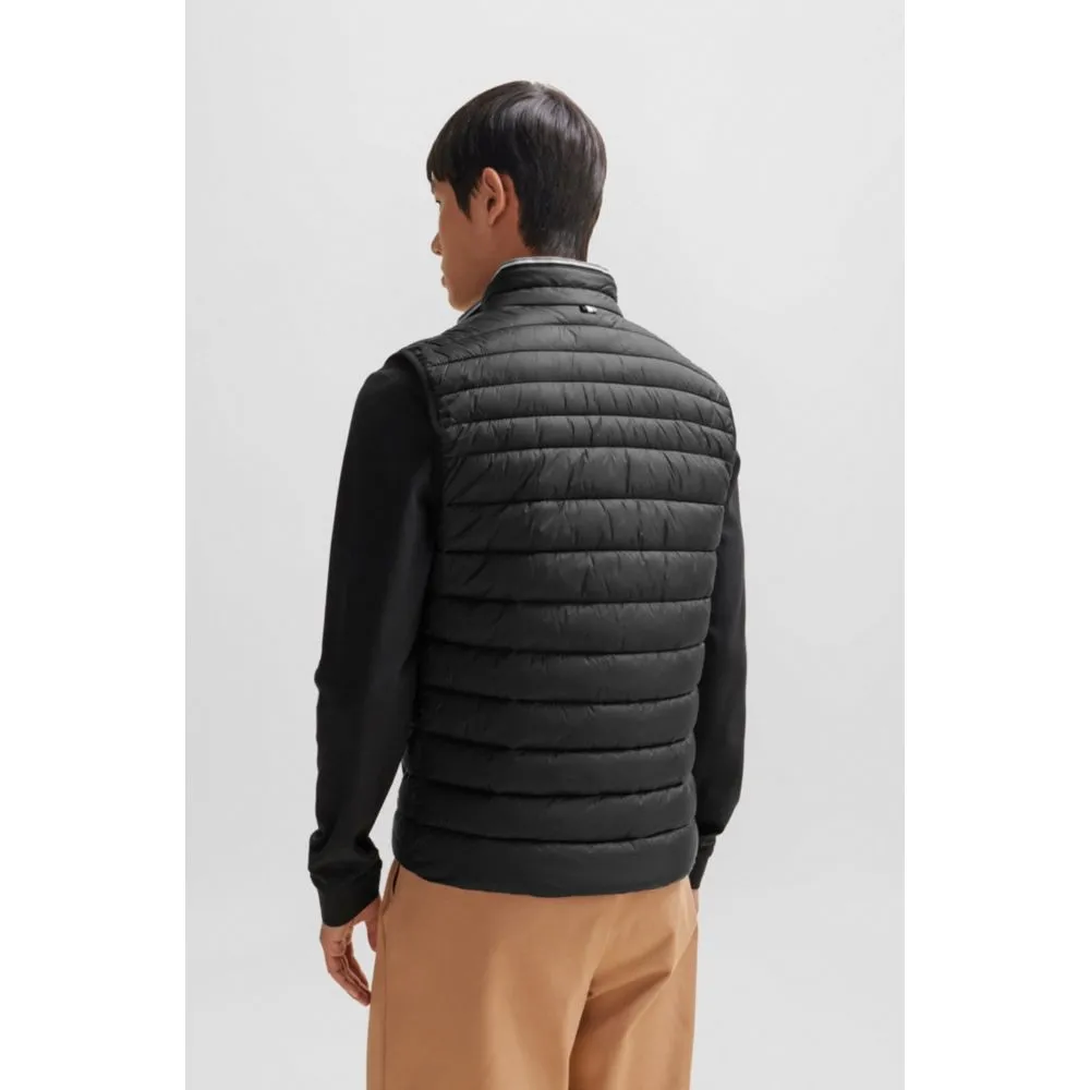 Water-repellent padded gilet with 3D logo tape
