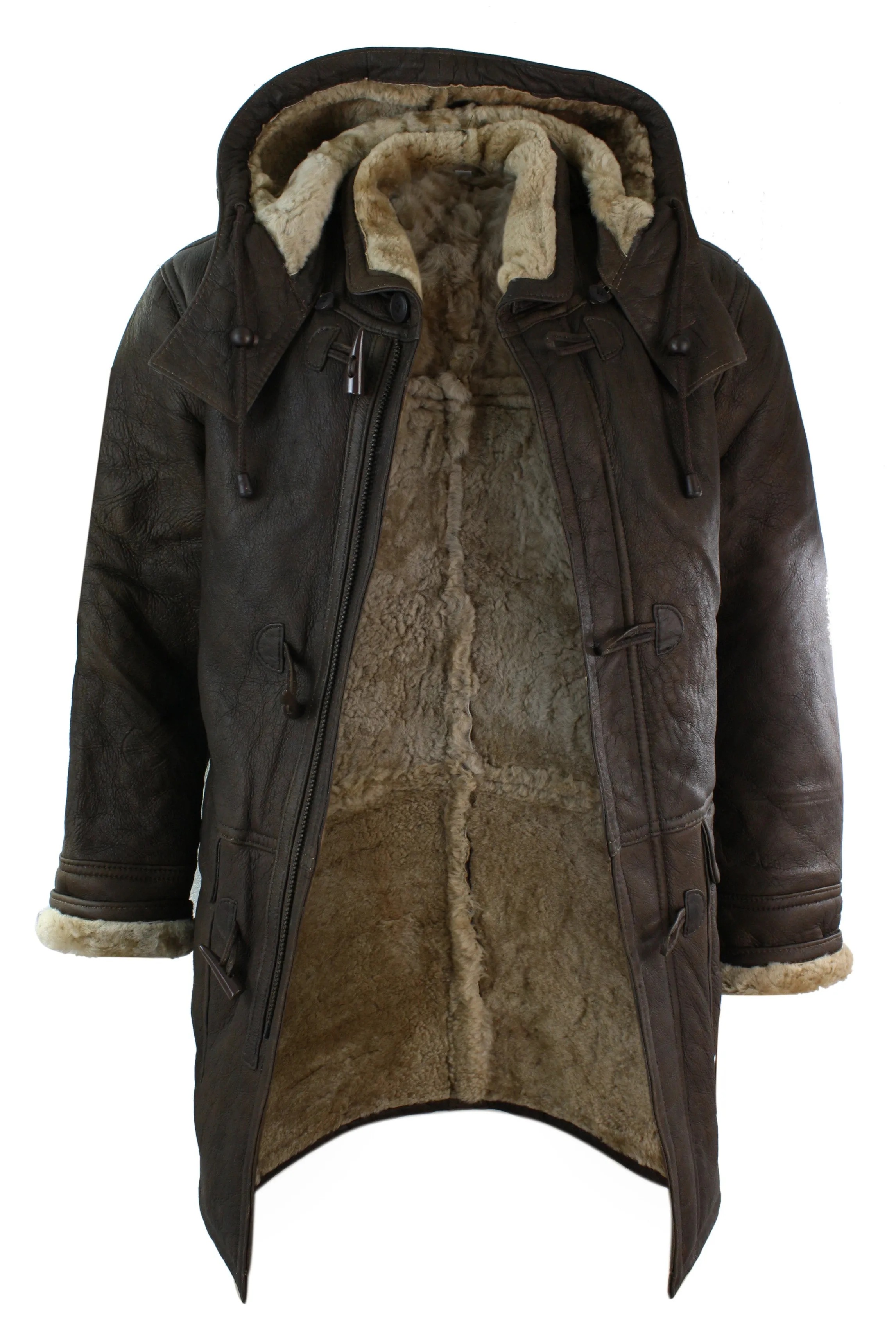 Winter Sheepskin Duffle Safari Jacket Hood