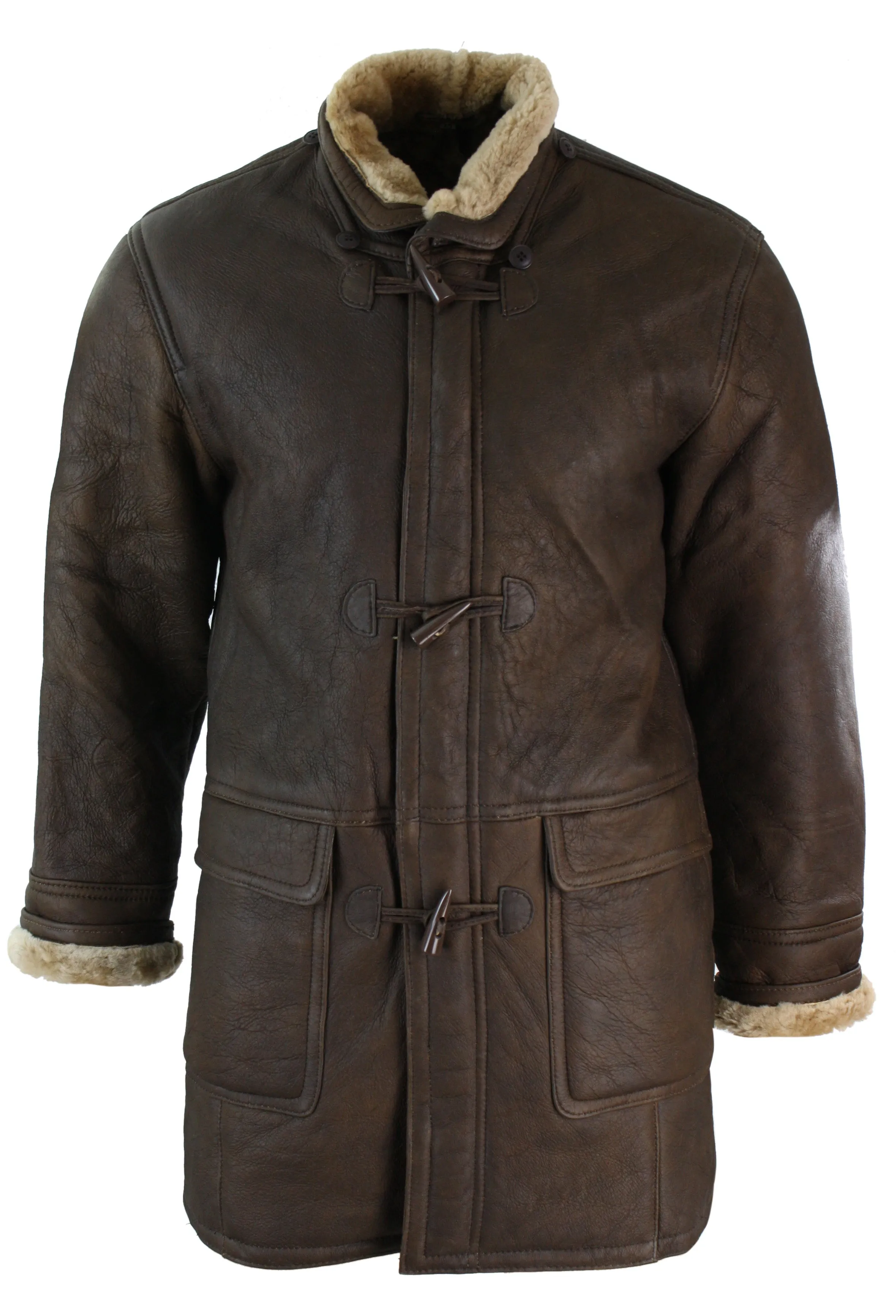 Winter Sheepskin Duffle Safari Jacket Hood