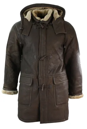 Winter Sheepskin Duffle Safari Jacket Hood