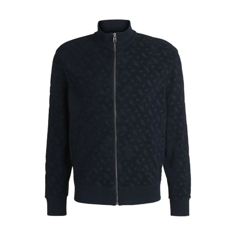 Zip-up sweatshirt in cotton with tonal monograms