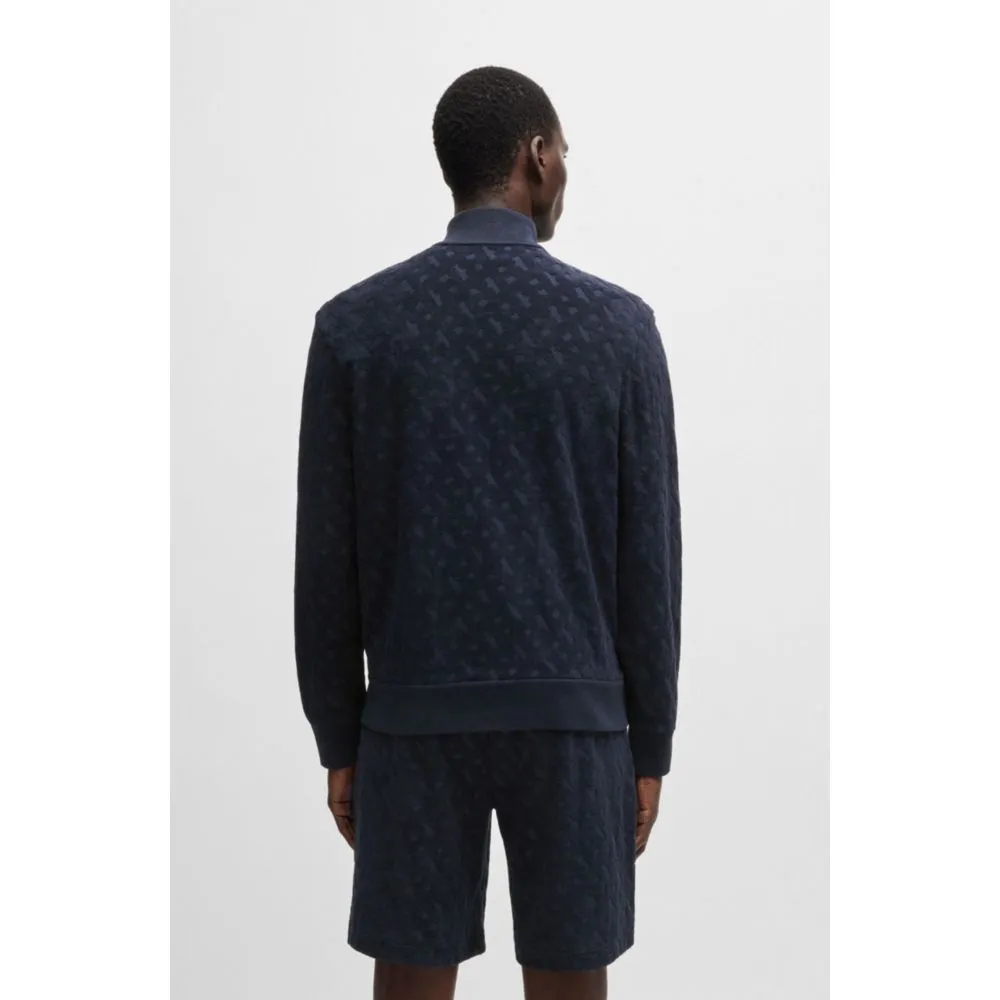 Zip-up sweatshirt in cotton with tonal monograms
