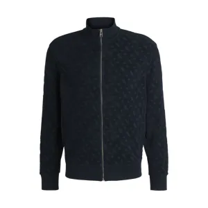 Zip-up sweatshirt in cotton with tonal monograms